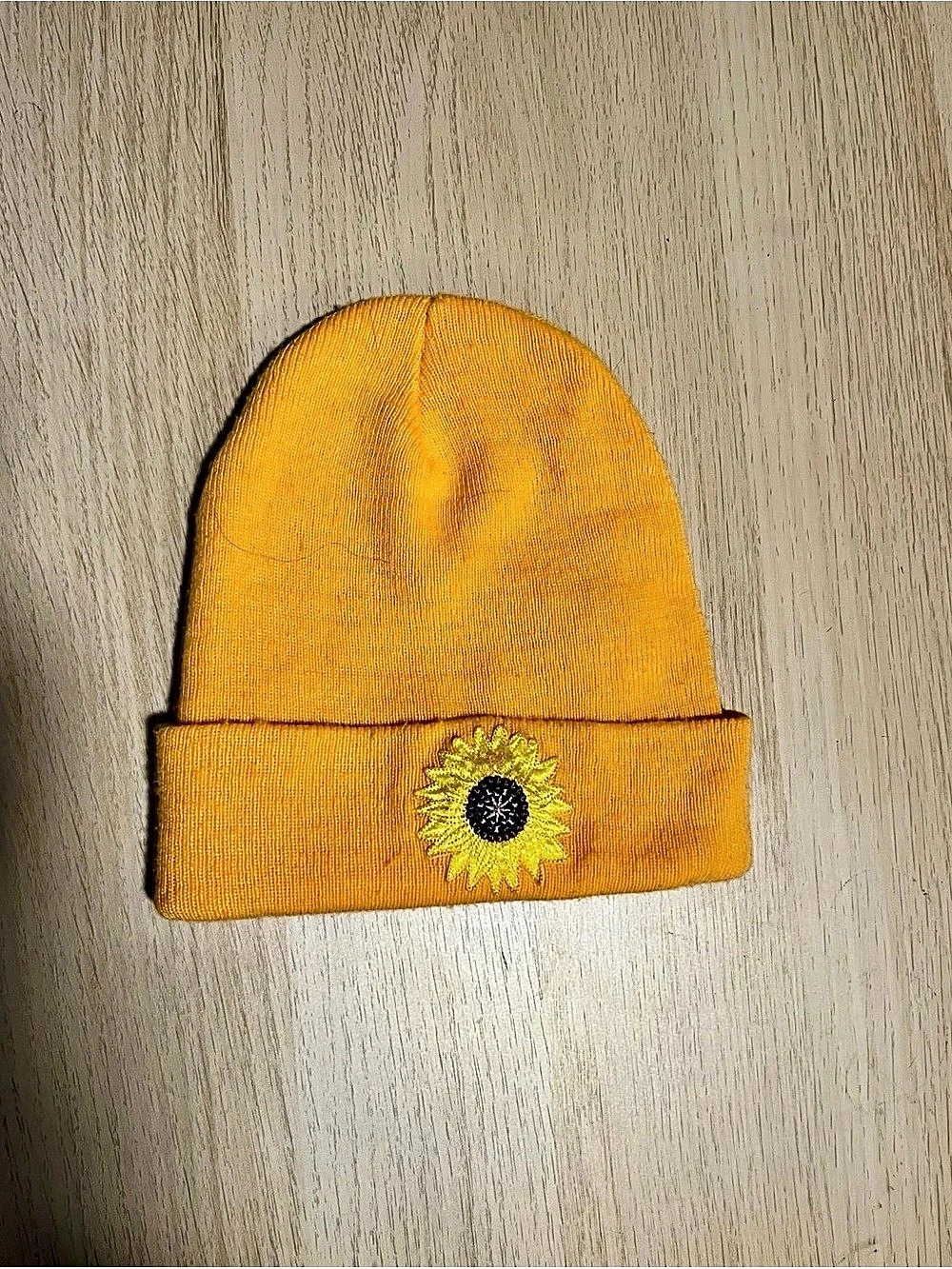 Yellow Sunflower Beanie Embroidered Sunflower